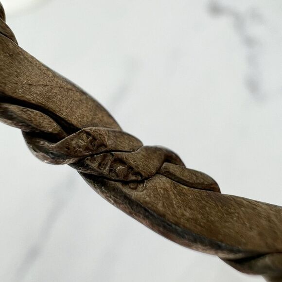 Vintage Mexico Silver Tone Braided Flat Bangle Bracelet ✨ - Picture 2 of 7